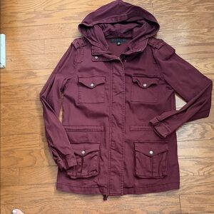 Women's Burgundy Hooded Jacket